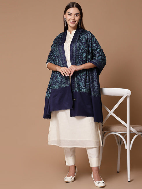 Women's Silky Aari Embroidery Wool Shawl